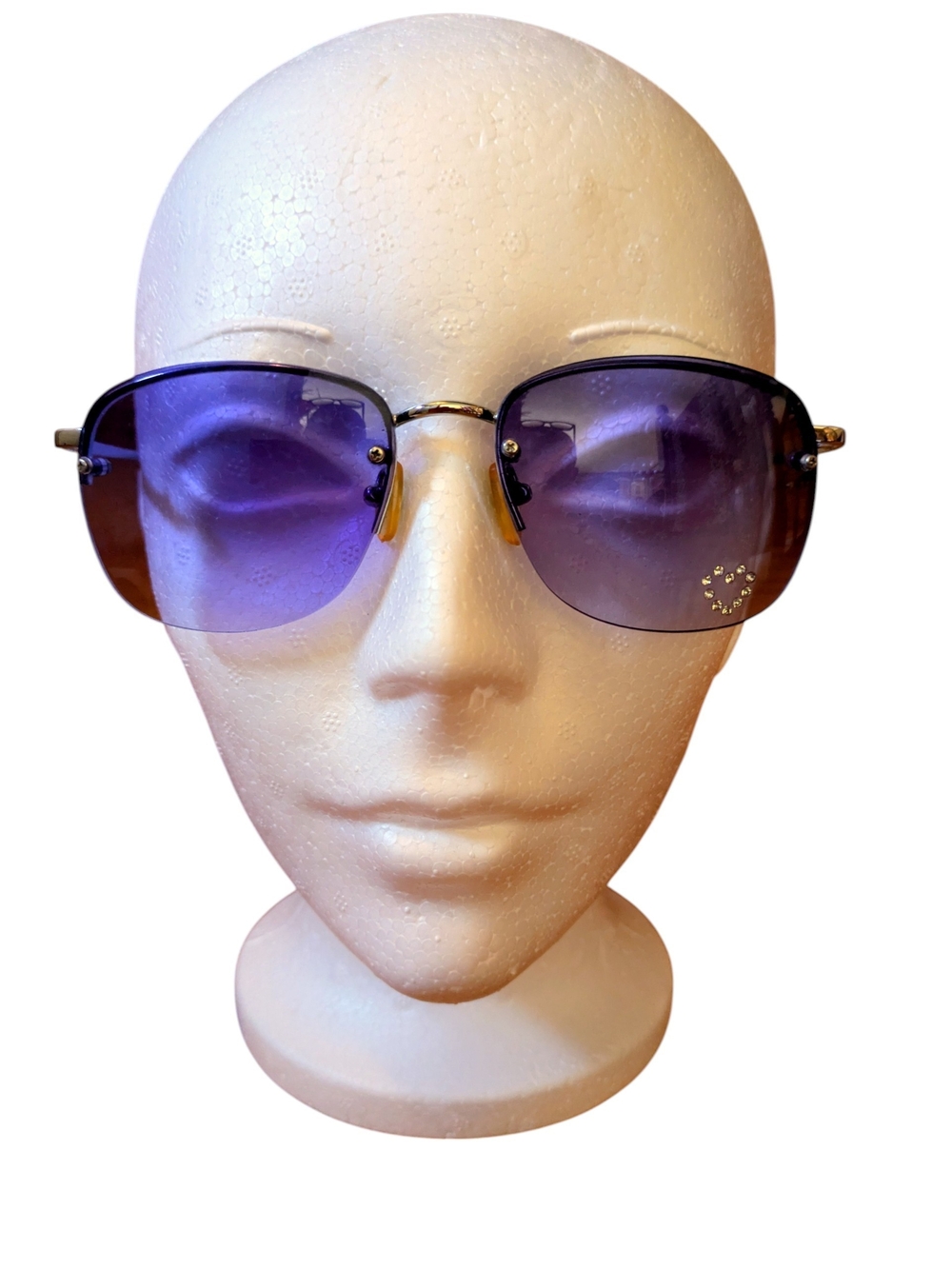 Y2K Rimless Sunglasses,With Rhinestone Heart Detail & Michael Kors Case